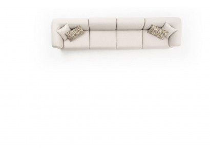 Grand canapé attrayant à six places de couleur beige, au design simple et fabriqué à partir de matériaux de qualité supérieure.