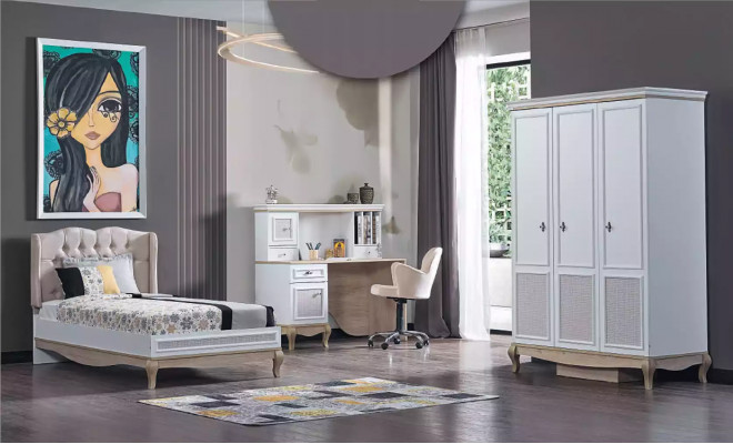Design de lit Chesterfield lit de jeunesse meubles en bois avec rembourrage doux 120x200cm