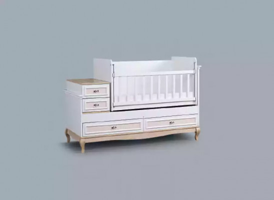 Lit de bébé Lit d'enfant Ensemble de lit Tiroir Blanc dans la chambre d'enfants moderne