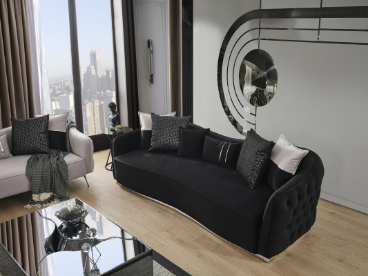 Canapé 4 places Canapés 4 places Design moderne Tissu Polyester Noir