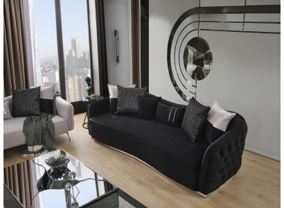 Canapé 4 places Canapés 4 places Design moderne Tissu Polyester Noir