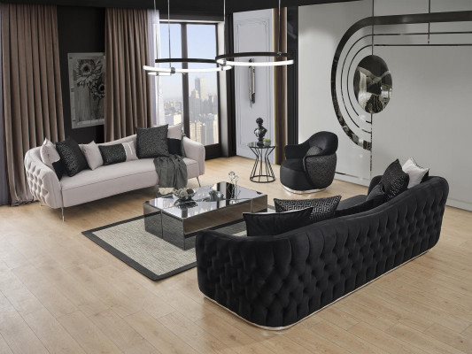 Canapé 4 places Canapés 4 places Design moderne Tissu Polyester Noir