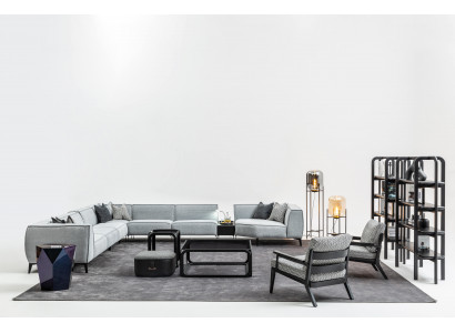 Canapé d'angle Canapé Rembourrage Meubles Forme U Salon paysager avec Fauteuil Gris Canapés