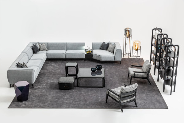 Canapé d'angle Canapé Rembourrage Meubles Forme U Salon paysager avec Fauteuil Gris Canapés