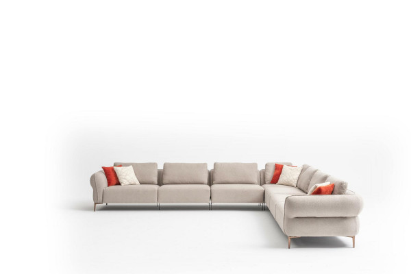 Canapé d'angle Canapé en forme de L Luxe Salon Beige Rembourrage Canapé Mobilier 402x402cm