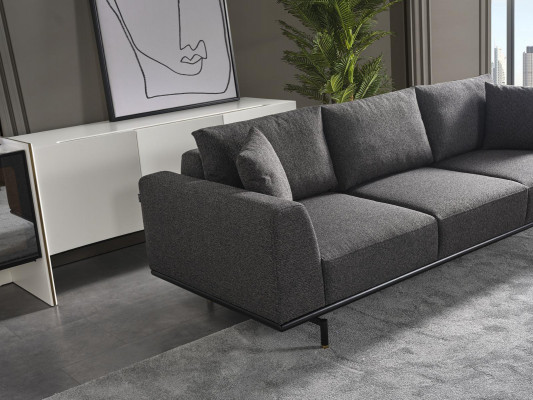 Canapé 4 places Canapés 4 places Design moderne Gris Tissu Polyester nouveau