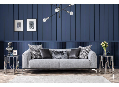 Canapé trois places canapés 3 places Tissu d'assise Gris Salon Moderne de Luxe