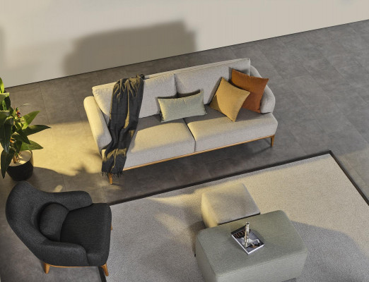 Canapé moderne à trois places 3 canapés design Gris Moderne Tissu Polyester neuf