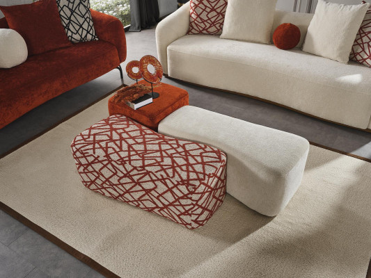 Tabouret 3x Tabouret Pouf Siège Pouf Tissu Tissu Repose-Pieds Salon