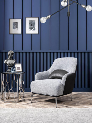Fauteuil fauteuil à oreilles moderne en tissu polyester gris design pour salon