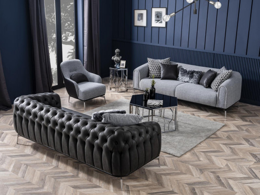 Fauteuil fauteuil à oreilles moderne en tissu polyester gris design pour salon