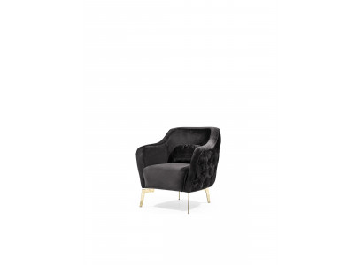 Fauteuil Chesterfield Fauteuil à ailes Tissu Salon Polyester Noir