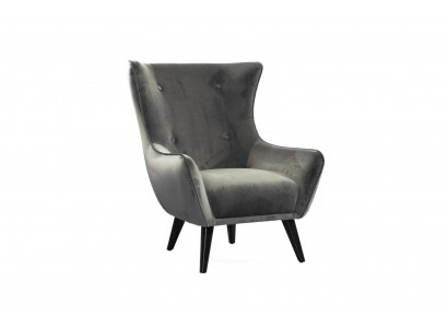 Fauteuil Wing Chair Tissu Salon Polyester Design Gris Moderne Siège