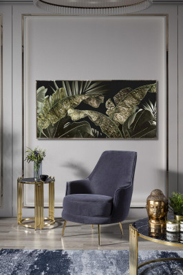 Fauteuil Wing Chair Fauteuil Cocktail Tissu Polyester Salon Gris Siège
