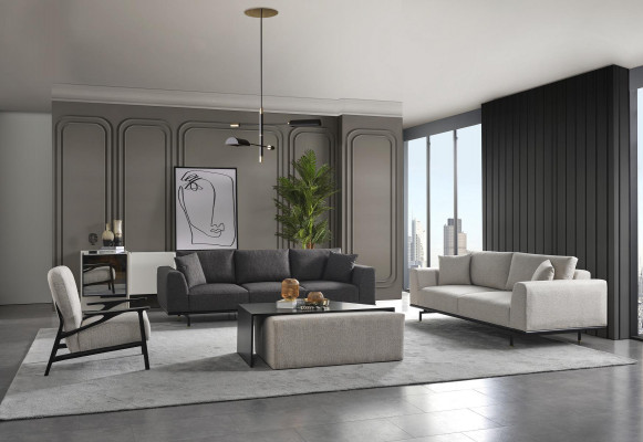 Fauteuil Wing Chair Moderne en Tissu Polyester Blanc Design pour Salon
