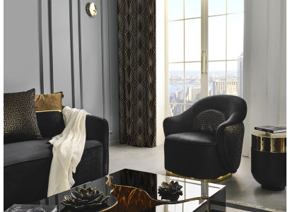 Fauteuil Fauteuil à ailes Moderne Tissu Salon Polyester Bleu Siège Design