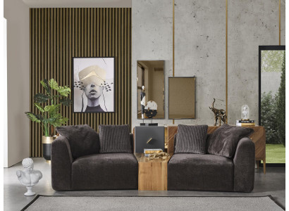 Canapé 4 places Canapés 4 places Design moderne Tissu en polyester Noir