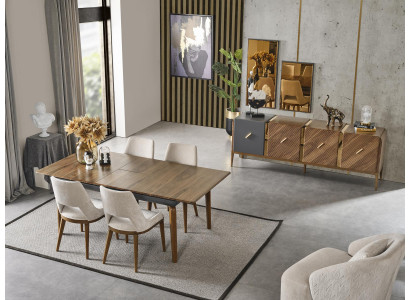 Ensemble de salle à manger Salle à manger Table à manger Suite de luxe Chaises Espace repas 5 pièces marron