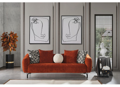 Canapé trois places Canapés 3 places Design Moderne Tissu Orange Salon