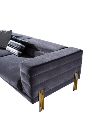 Ensemble de canapé de luxe Canapé 3 places Fauteuil en tissu Gris moderne Ensemble moderne
