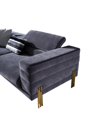 Ensemble de canapé de luxe Canapé 3 places Fauteuil en tissu Gris moderne Ensemble moderne