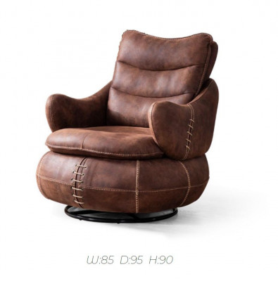 Fauteuil Siège Design Classique Salon Revêtement Siège Simple en Cuir Style Mobilier de Luxe
