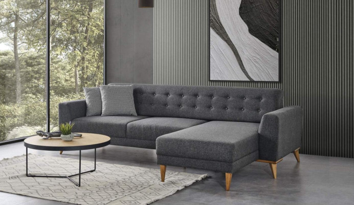 Canapé d'angle de luxe en L moderne Gris Canapé Meubles design Salon