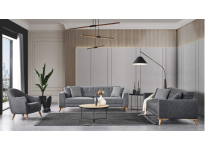 Ensemble de salon élégant 3 pièces. Mobilier de luxe Design moderne gris Canapé 3+1