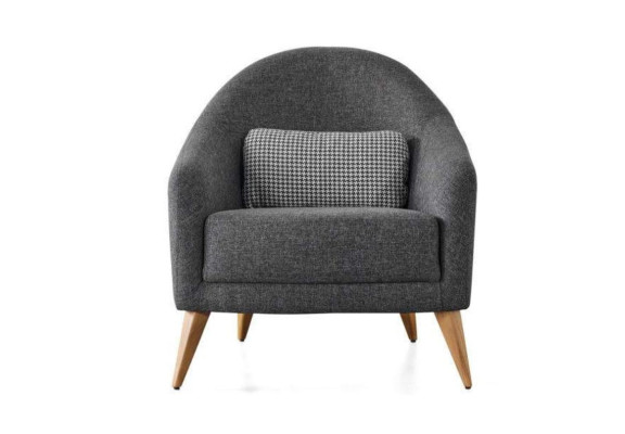 Fauteuil design rembourré en tissu gris de luxe pour salon lounge club