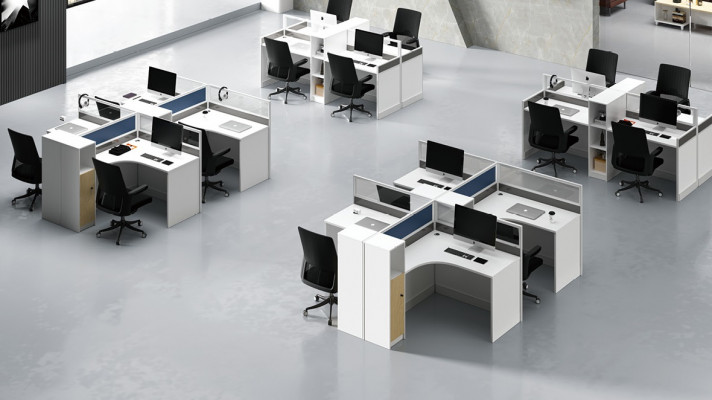 Bureau 4er Bureau Table Table de travail Mobilier Comptoir centre d'appels Mobilier