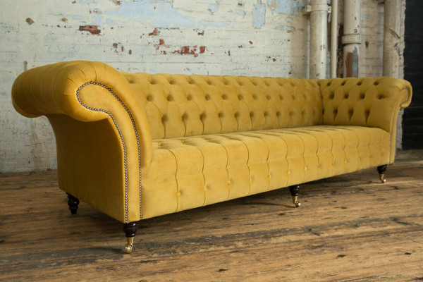 Ensemble de canapé Chesterfield design, ensemble de canapé en velours 4 pièces.