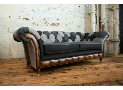 Durable Chesterfield Canapé Sofa Rembourrage en tissu microfibre Coussin de siège