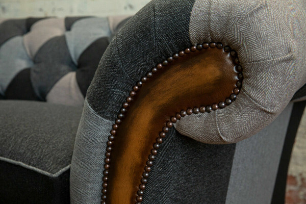 Durable Chesterfield Canapé Sofa Rembourrage en tissu microfibre Coussin de siège