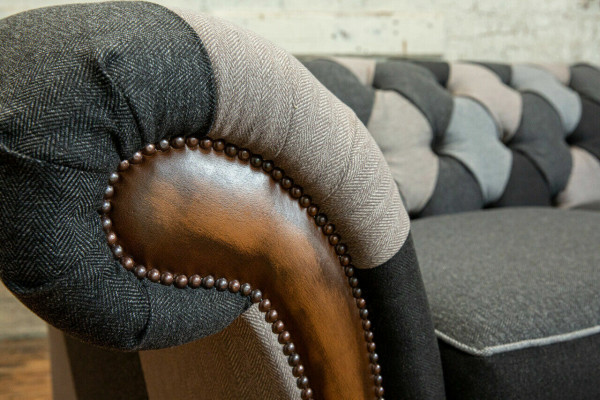 Durable Chesterfield Canapé Sofa Rembourrage en tissu microfibre Coussin de siège