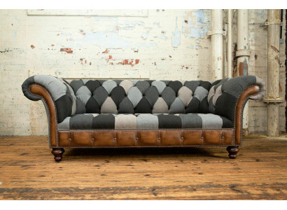 Canapé design Chesterfield 3 places Canapé Tissu Siège Canapé Rembourré Sofas