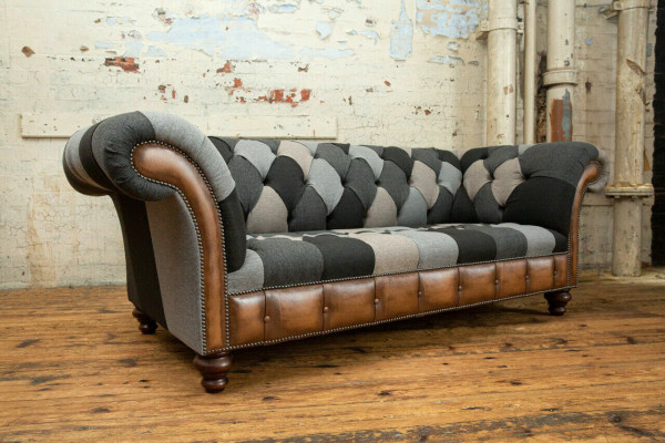 Canapé design Chesterfield 3 places Canapé Tissu Siège Canapé Rembourré Sofas