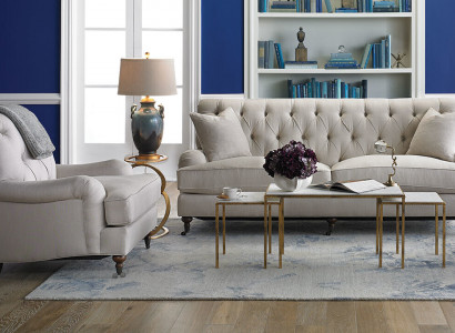 Chesterfield canapé de luxe en tissu rembourré Suite 3 places + 1 canapé