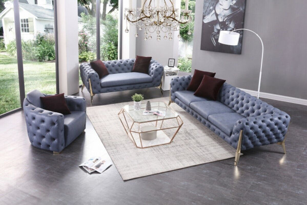 Canapé de luxe de haute qualité Ensembles de Chesterfield 3 + 2 + 1 Siège rembourré Canapé