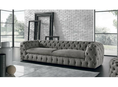 Canapé classique trois places en tissu 3 places Tissu Chesterfield