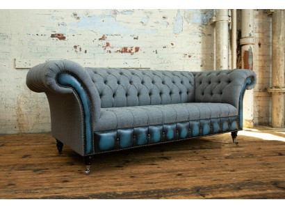 Designer canapés Chesterfield gris revêtement textile canapés fauteuils meubles de détente