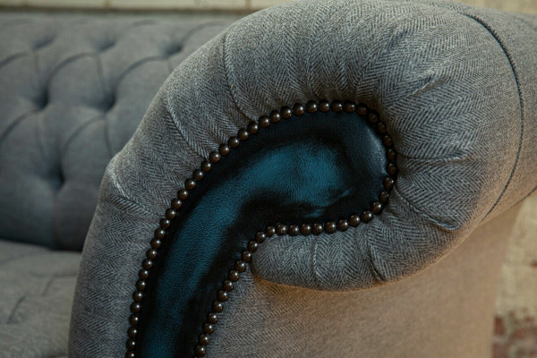 Designer canapés Chesterfield gris revêtement textile canapés fauteuils meubles de détente