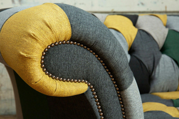 Canapé 3 places Design Rembourrage en Tissu Canapé 3 Places Canapés Mobilier de Salon Vert Moderne
