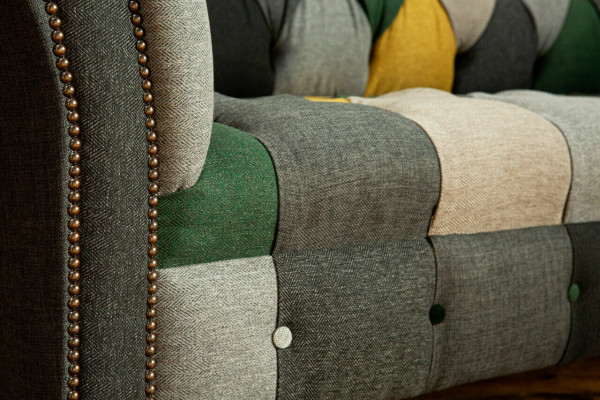 Canapé 3 places Design Rembourrage en Tissu Canapé 3 Places Canapés Mobilier de Salon Vert Moderne