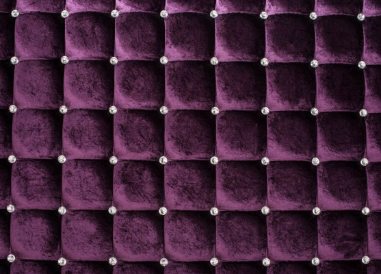 Textile de velours de luxe violet Lits doubles Chesterfield avec des pierres de cristal nouveau