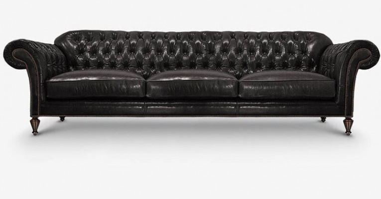 Canapé Chesterfield classique ensemble complet en cuir capitonné