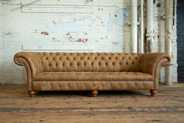 Chesterfield Canapé Marron Canapé Rembourré 4 Places Canapés Siège Suite