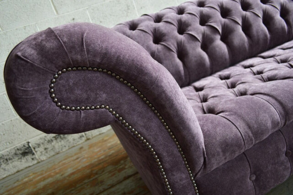 Canapé Chesterfield luxueux violet en tissu pour canapé 4 places suite de sièges