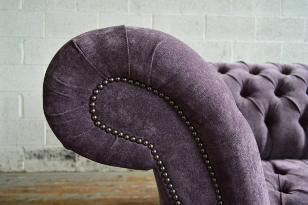 Canapé Chesterfield luxueux violet en tissu pour canapé 4 places suite de sièges