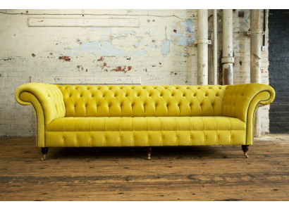 Canapé design 4 places Tissu d'ameublement de luxe classique Canapés Chesterfield Canapé