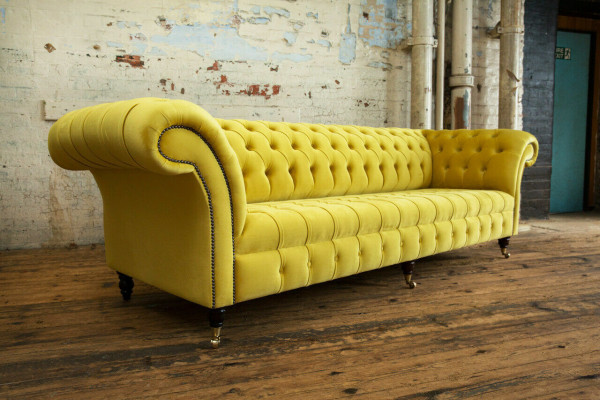 Canapé design 4 places Tissu d'ameublement de luxe classique Canapés Chesterfield Canapé